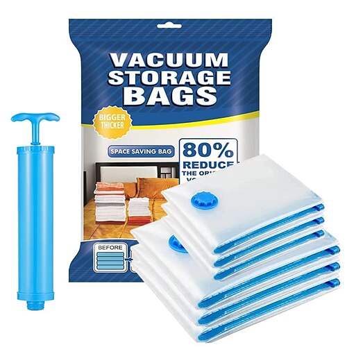 Sacchetti sottovuoto da viaggio con chiusura a pompa, sacchetti per vestiti e coperte, salvaspazio, formato bagaglio a mano, sacchetti di compressione