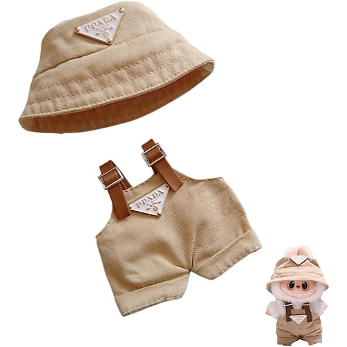 Set di vestiti Labubu da 17 cm (senza bambola) e cappello Completo tuta per accessori Labubu da 17 cm, abiti carini per vestire Labubu in stile unico