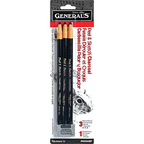 Peel & Sketch Charcoal Pencils 3/Pkg-