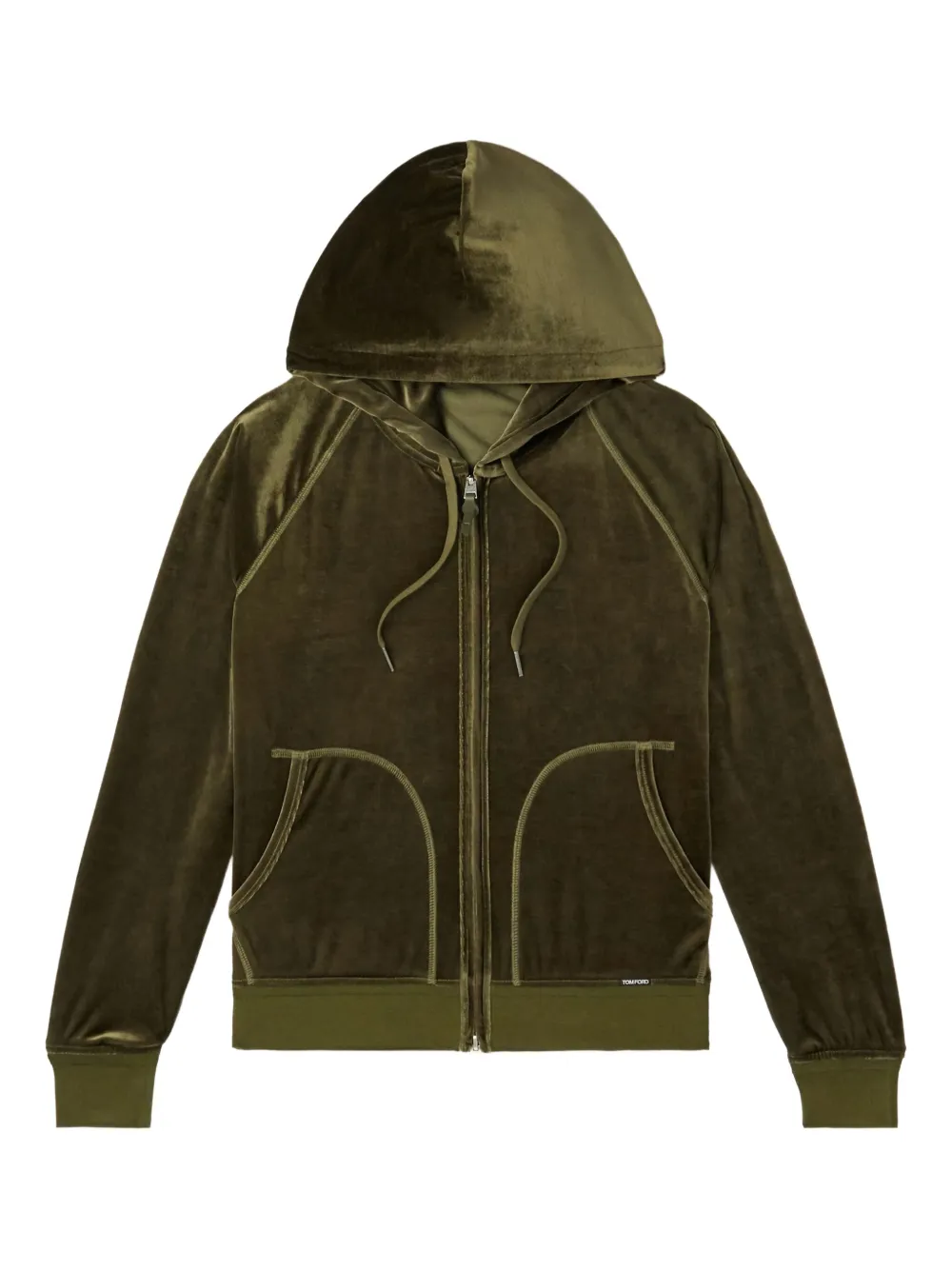TOM FORD velvet zip-up hoodie - Verde