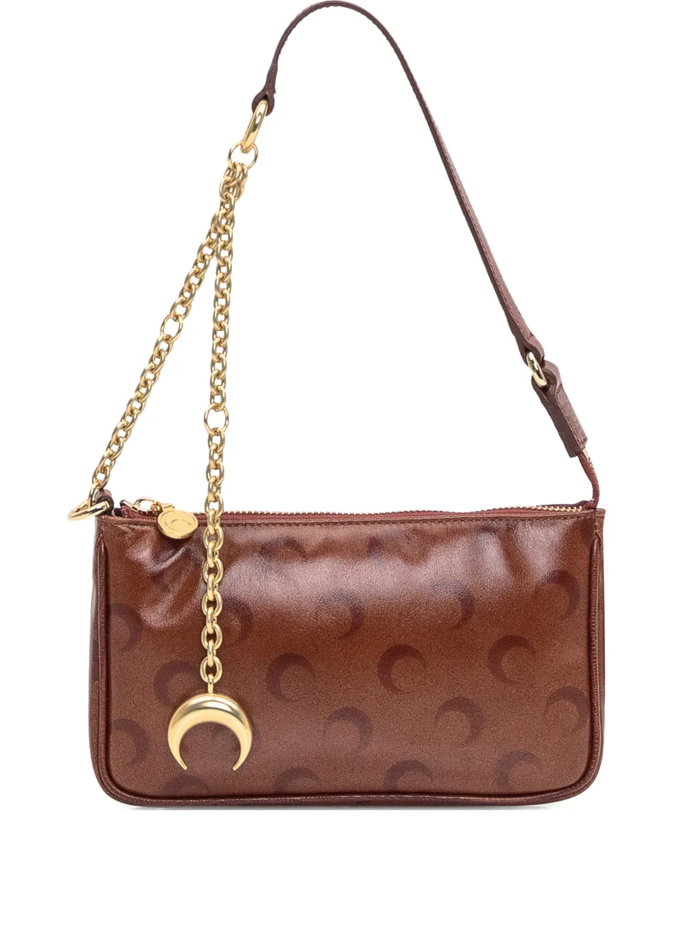 Marine Serre Moon leather shoulder bag - Marrone