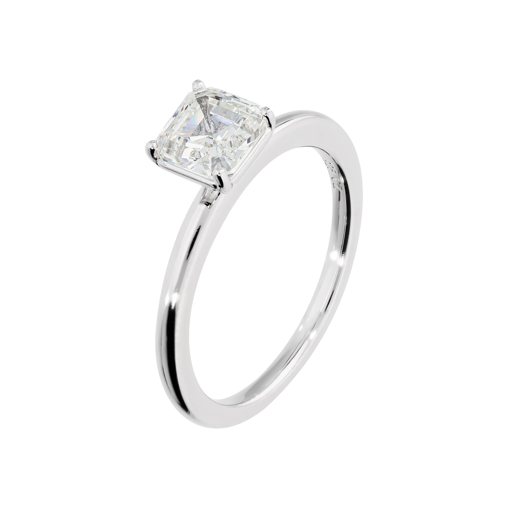 Diamonique Anello solitario taglio Asscher in argento 925