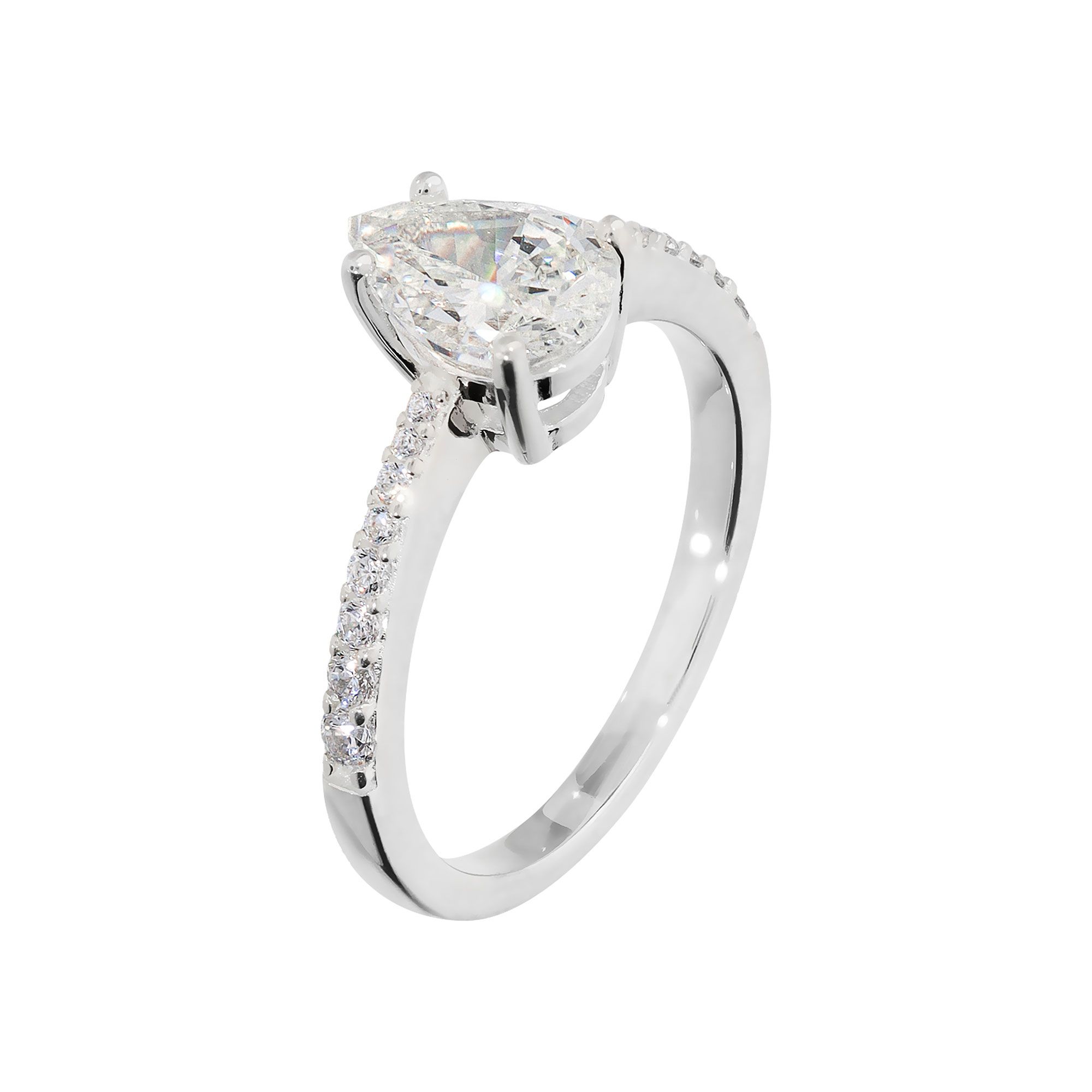 Diamonique Anello in argento 925 placcato rodio diamonique a goccia