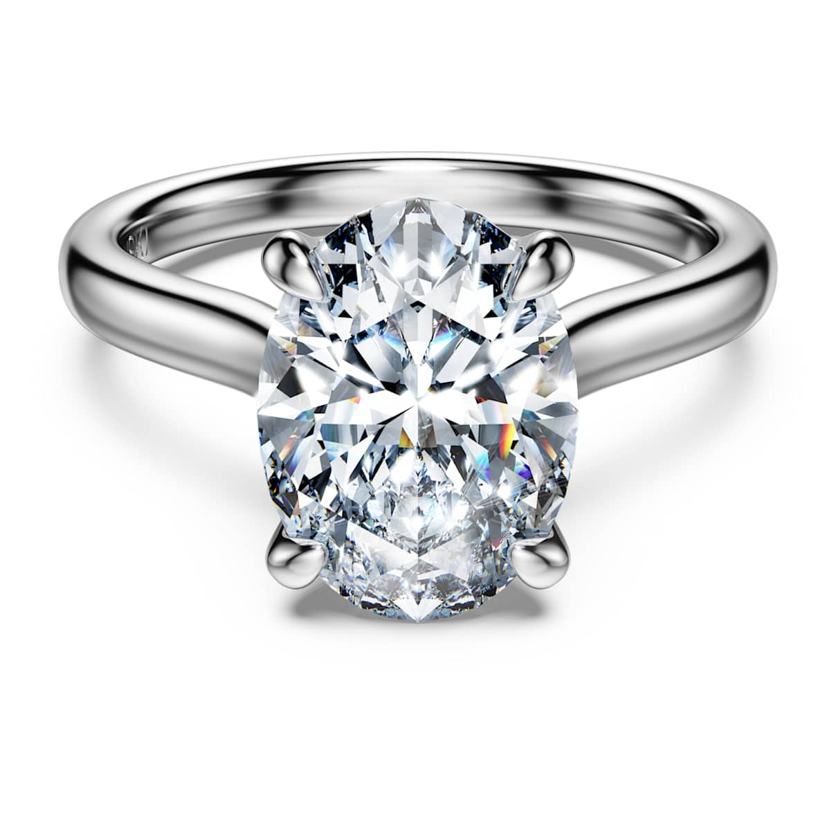 Eternity solitaire ring, Lab-grown diamonds 3 ct tw, Oval shape, 14K white gold
