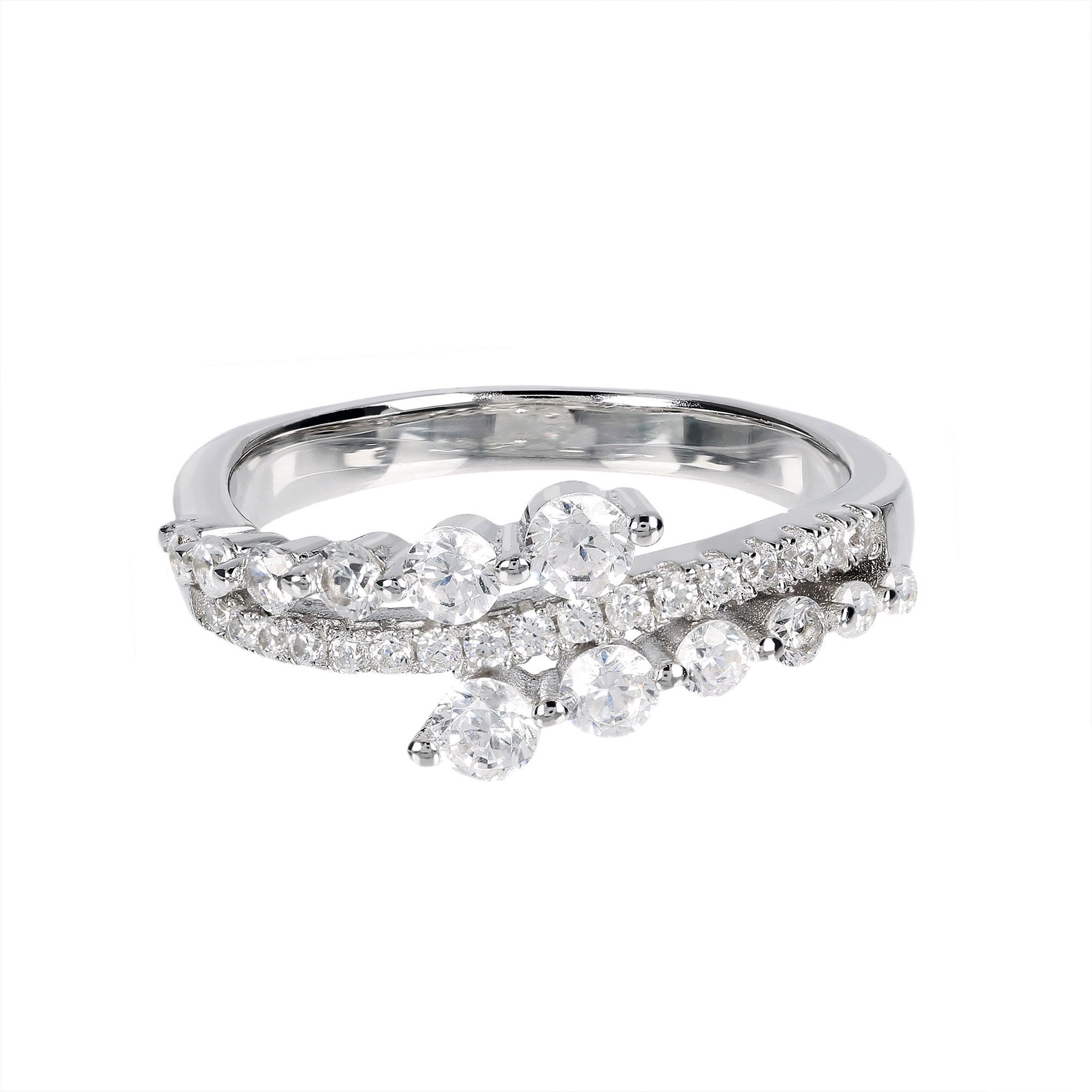 Diamonique Anello in argento 925 design contrarié pari a 0,72 ct