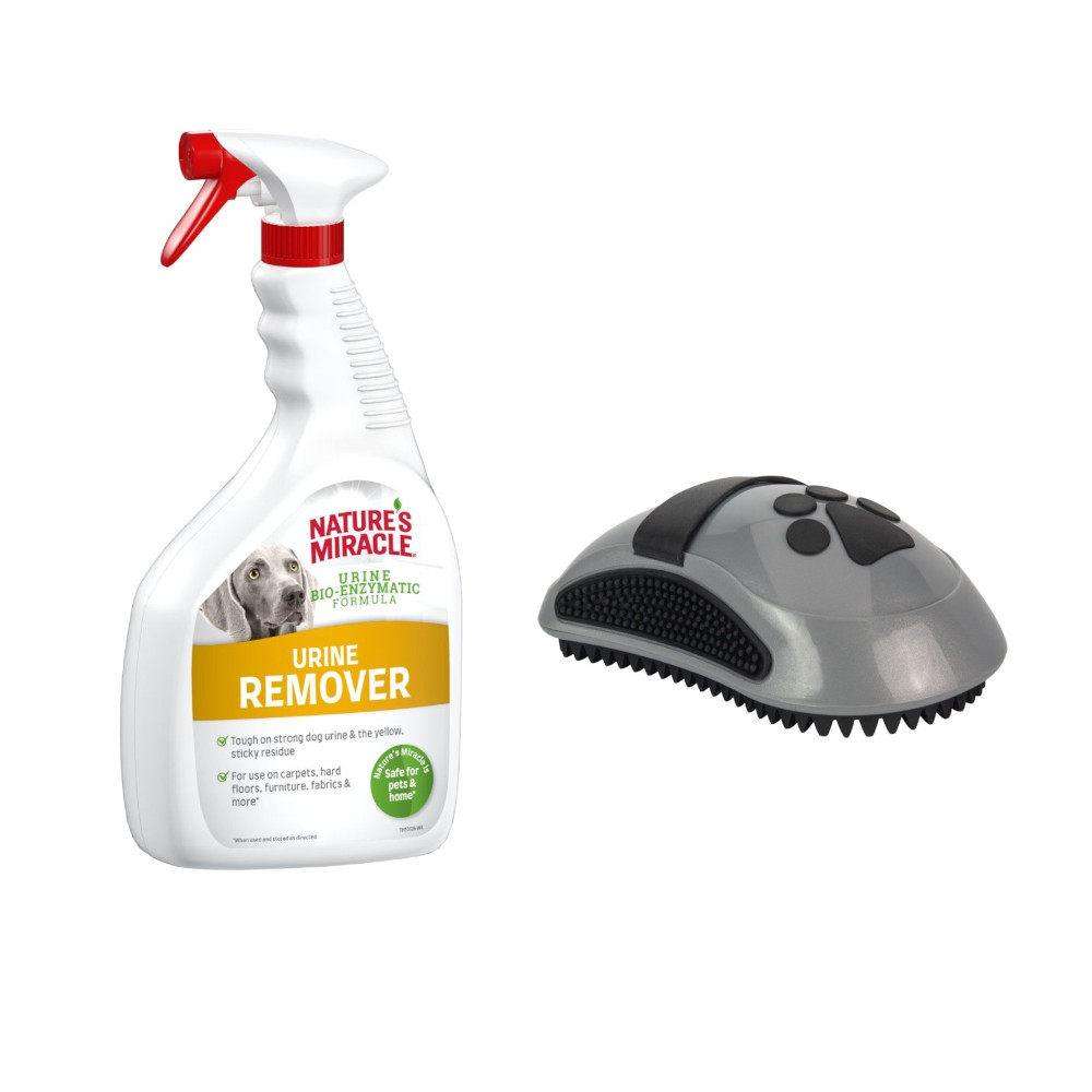 Spray Nature's Miracle per cani + FURminator Striglia Curry Comb gratis! - 946 ml Urine Remover per macchie e odore di urina - cani
