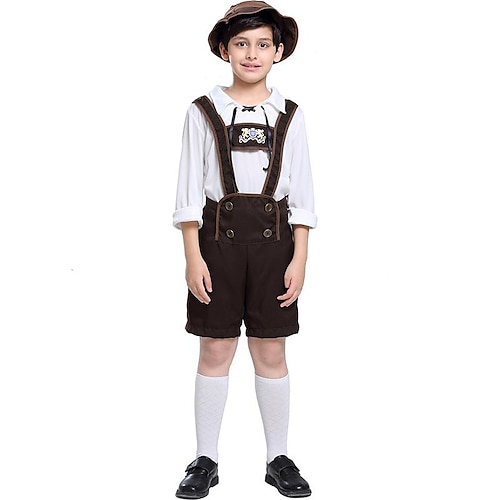 Carnevale Birra Oktoberfest Costume Top o camicia Lederhosen Oktoberfest / Birra bavarese bavarese Wiesn Stile tradizionale Prati Da ragazzo Panno in 