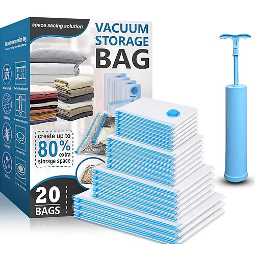 Sacchetti sottovuoto da viaggio con chiusura a pompa, sacchetti per vestiti e coperte, salvaspazio, formato bagaglio a mano, sacchetti di compressione