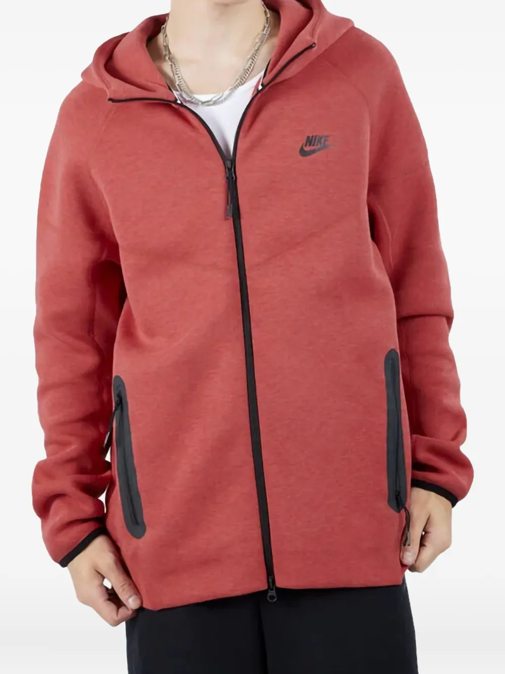 Nike tech fleece windrunner "Light University Red Heather/Black" hoodie - Rosso