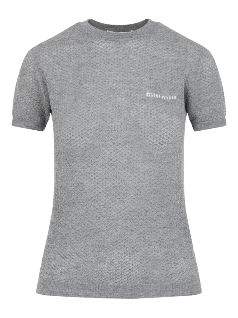 Miu Miu logo-intarsia T-shirt - Grigio