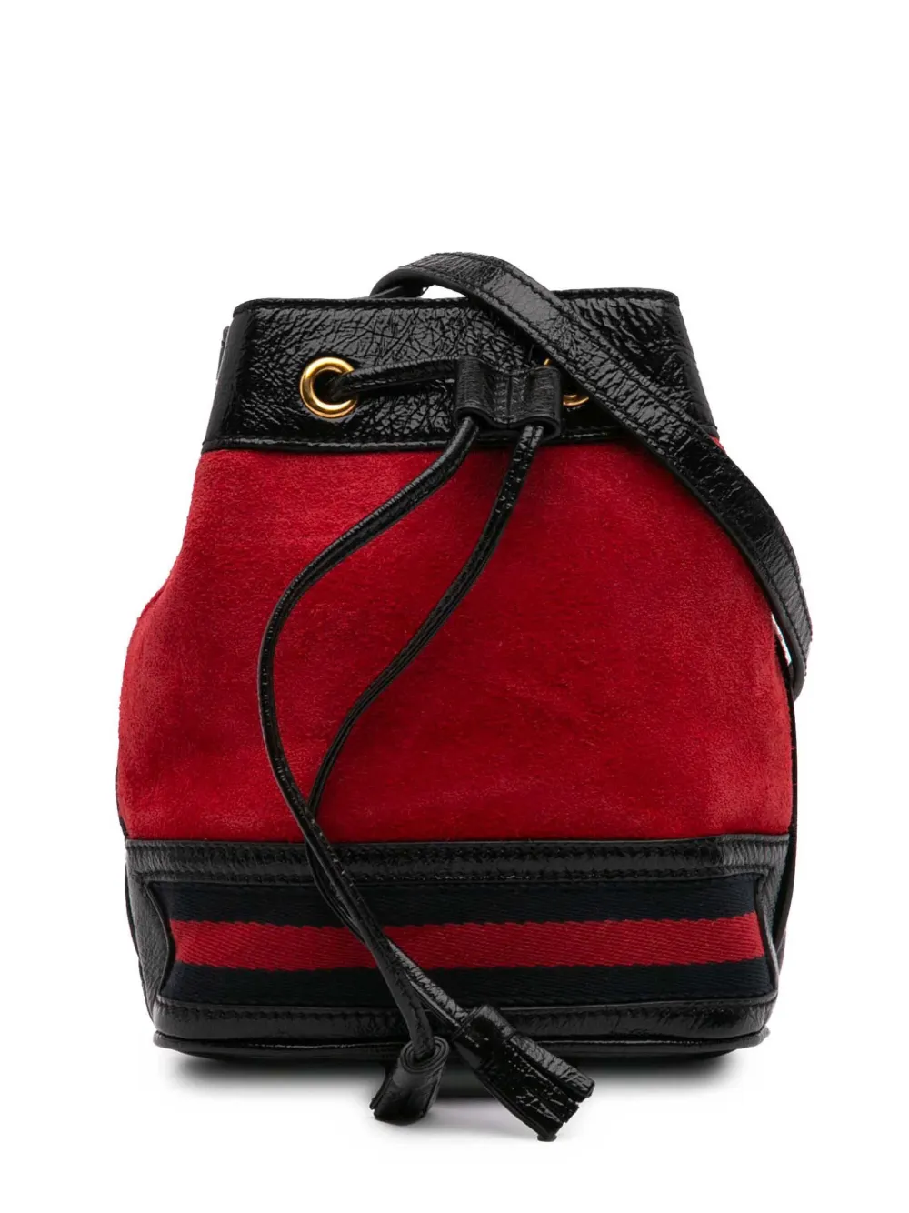 Gucci Pre-Owned 2016-2024 Mini Suede and Patent Web Ophidia bucket bag - Rosso