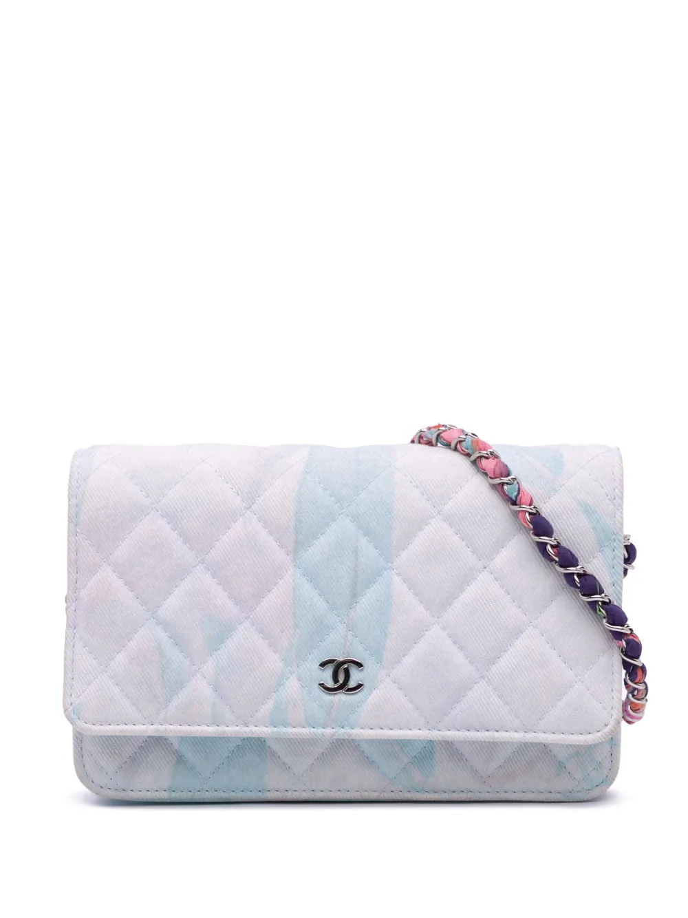 CHANEL Pre-Owned 2019 CC Quilted Canvas Jungle Jeans Wallet on Chain crossbody bag - Bianco
