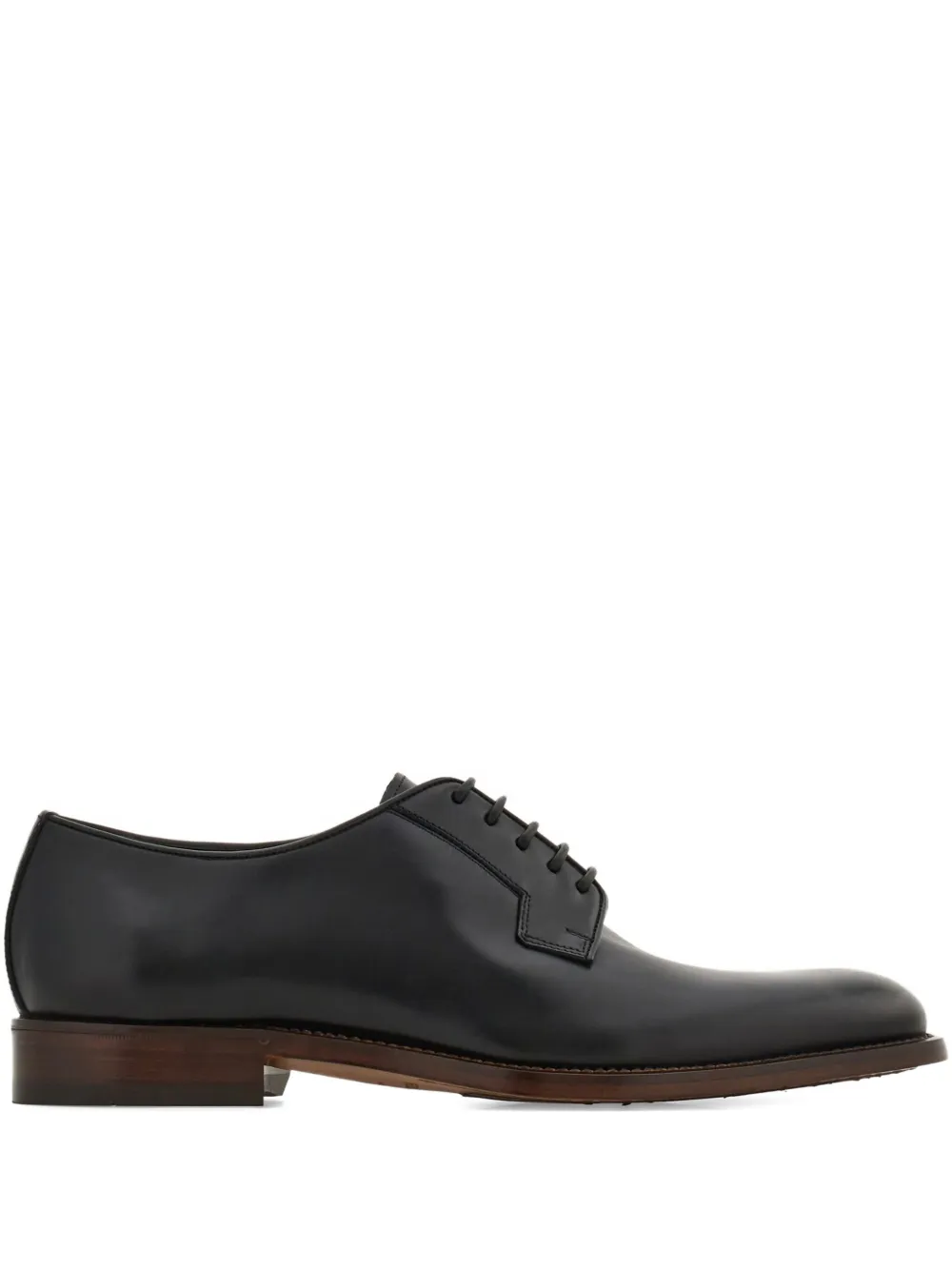 Ferragamo polished leather derby shoes - Nero