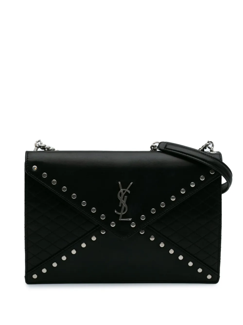 Saint Laurent Pre-Owned 2021 Quilted Lambskin Studded Monogram Gaby shoulder bag - Nero