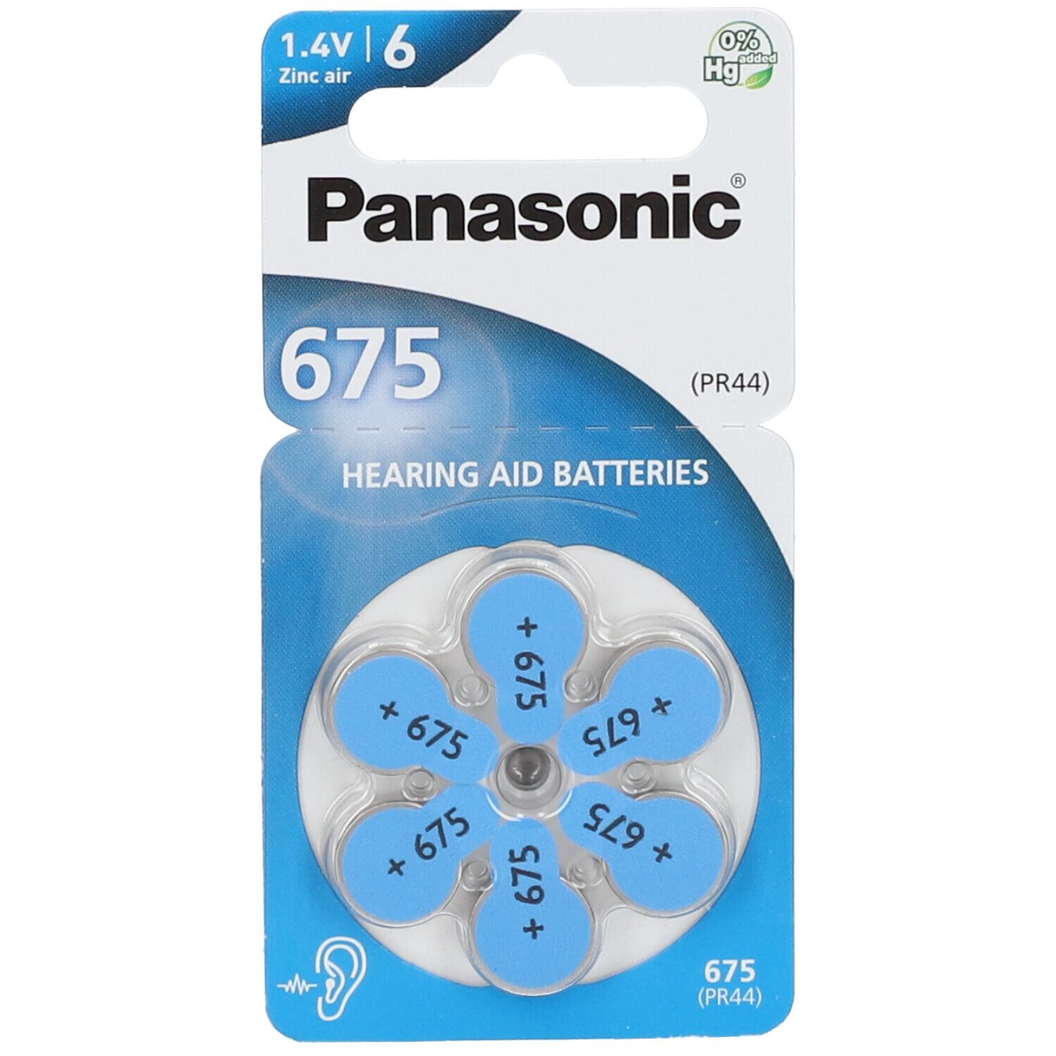 Panasonic Battery Ear Device Blue Pr 675H 6 pz Pile