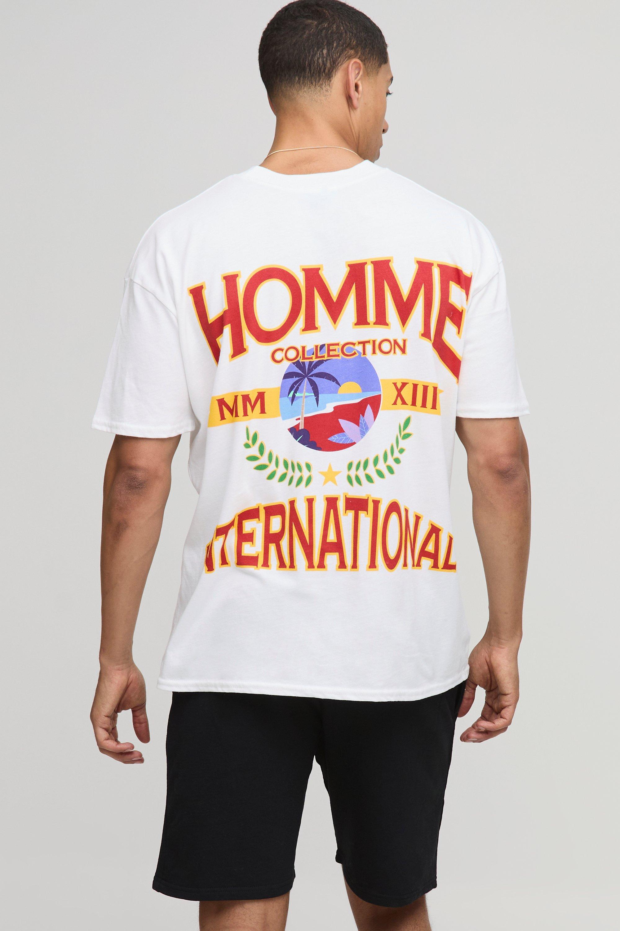 Set T-shirt oversize Homme & pantaloncini, Bianco