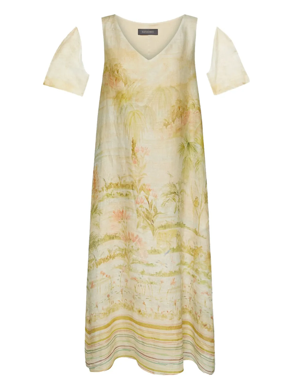 ELENA MIRO` printed midi dress - Toni neutri