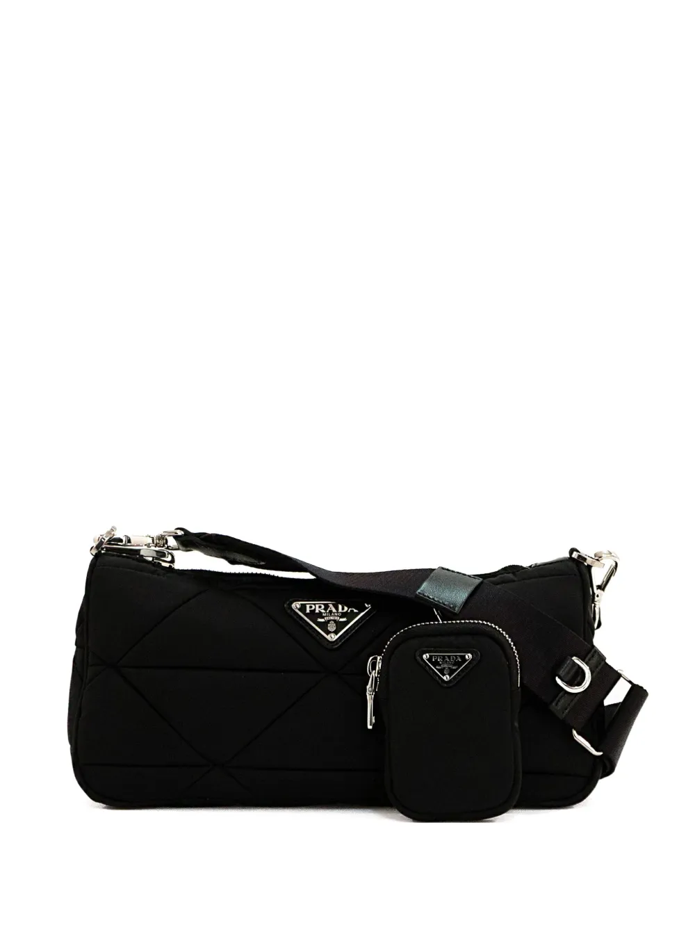 Prada enamel triangle-logo shoulder bag - Nero