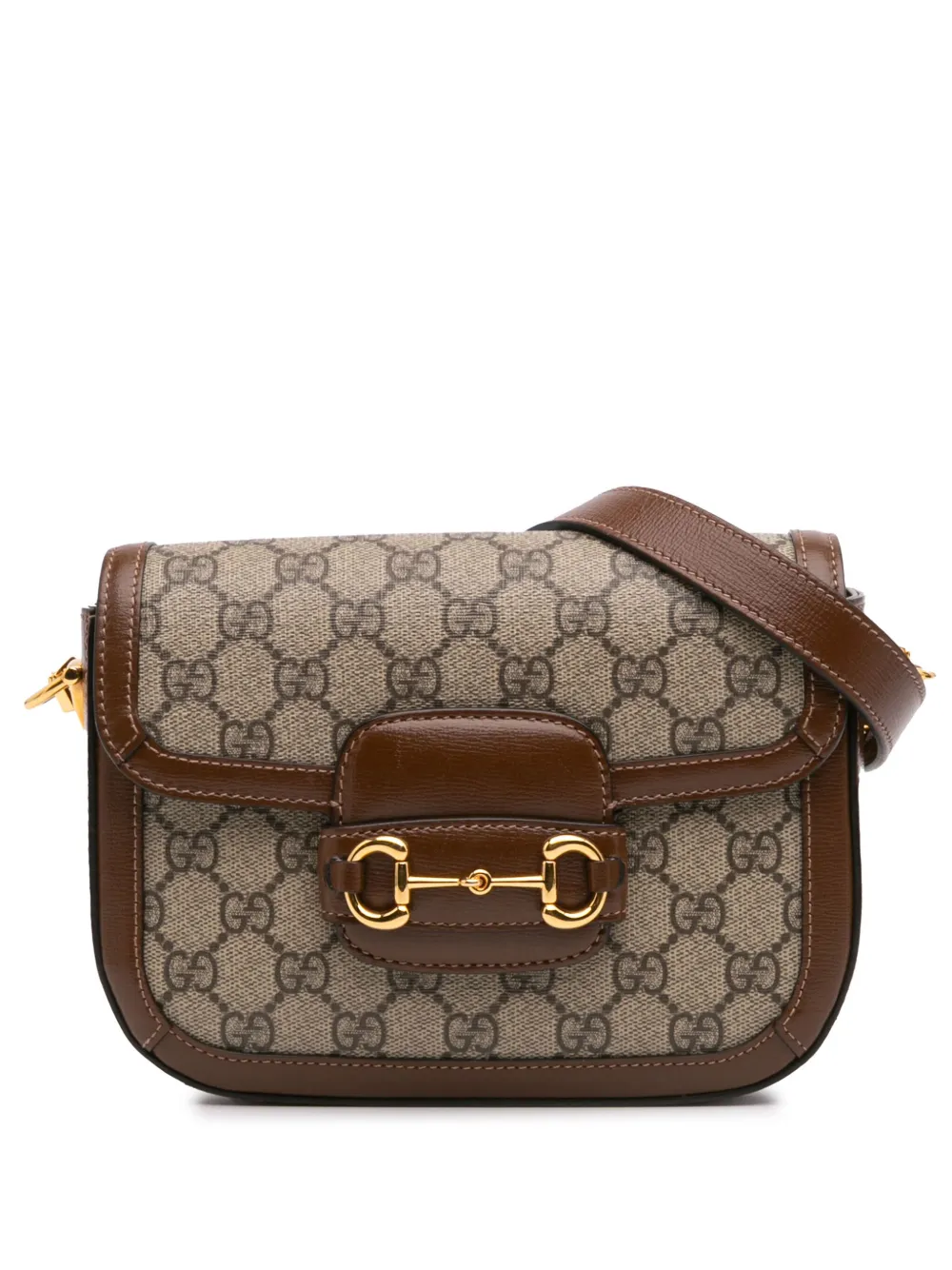 Gucci Pre-Owned 2016-2024 Mini GG Supreme Horsebit 1955 crossbody bag - Marrone
