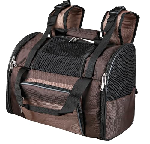 Trixie 28871 Deluxe Zaino Per Trasporto Cane/Gatto, Marrone / Beige, 41 X 30 X 21 Cm