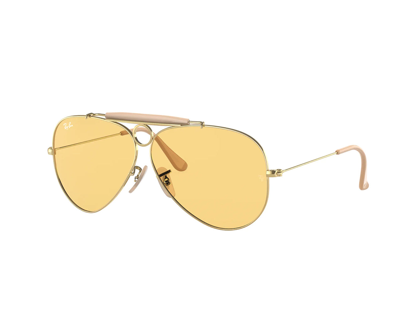 Ray - Ban Unisex Rb3138 Shooter Ambermatic Yellow Occhiali Da Sole Metallo Oro Giallo Pilot Fotocromatiche