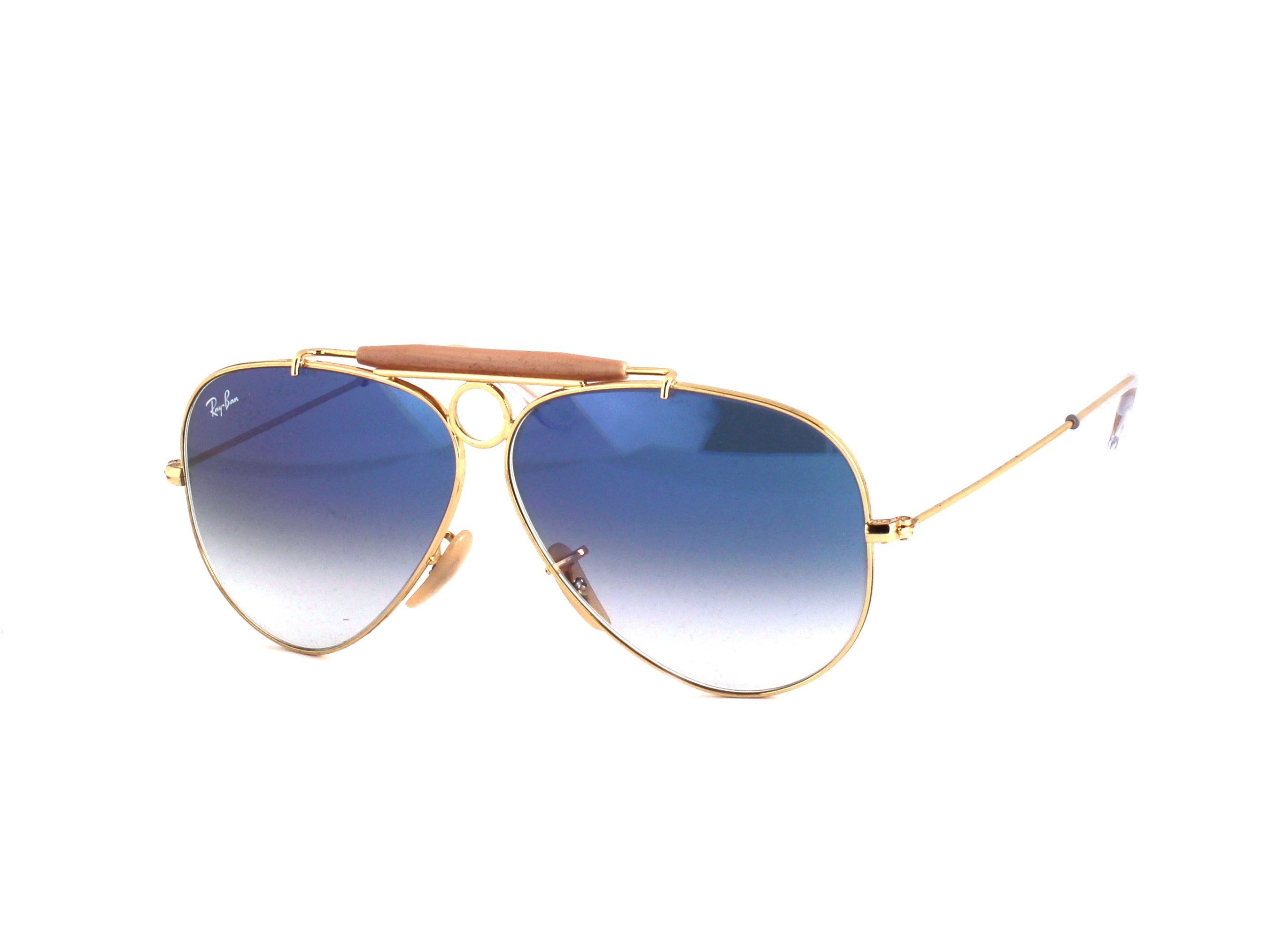 Ray - Ban Unisex Rb3138 Shooter Gold/Blue Occhiali Da Sole Metallo Oro Blu Pilot Normale Sfumato