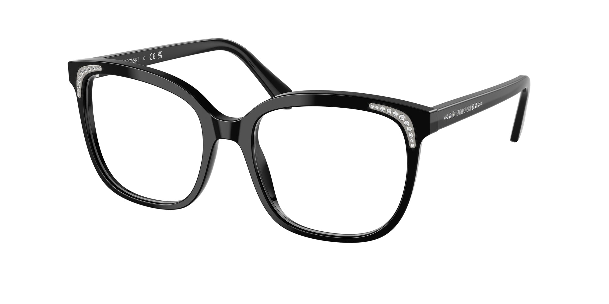 Swarovski Donna Sk2033  1001 Montature Da Vista Acetato Nero Trasparente Farfalla Normale