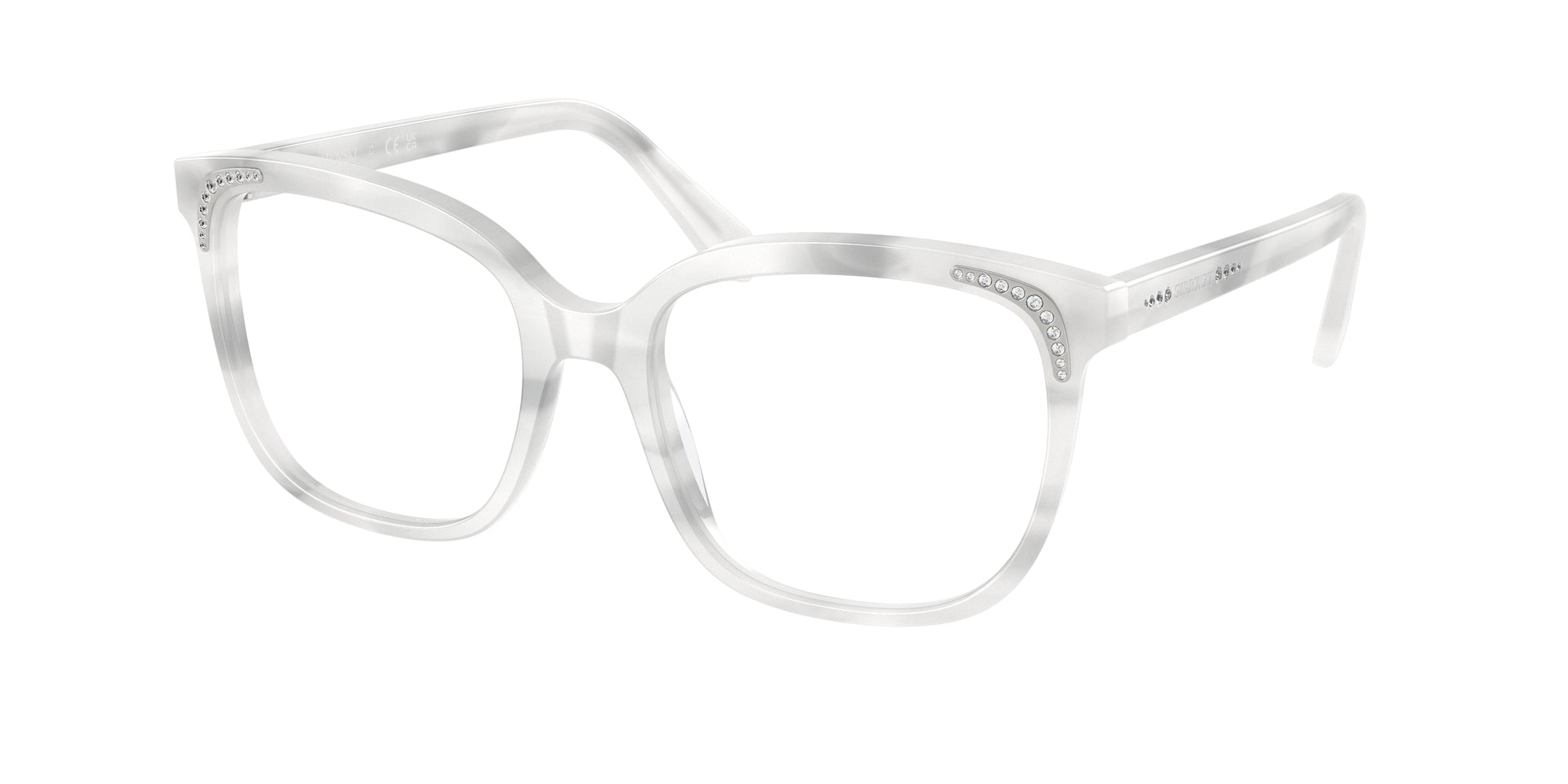 Swarovski Donna Sk2033  1042 Montature Da Vista Acetato Bianco Trasparente Farfalla Normale