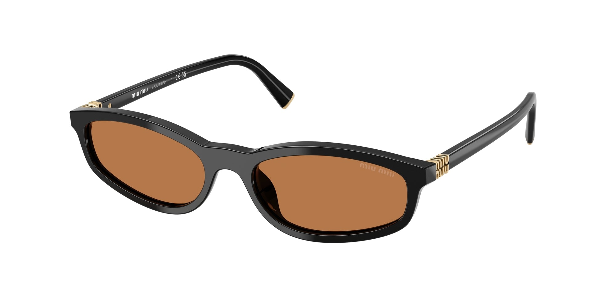 Miu Miu Donna Mu A06S  16K10I Occhiali Da Sole Acetato Nero Marrone Geometrica Normale