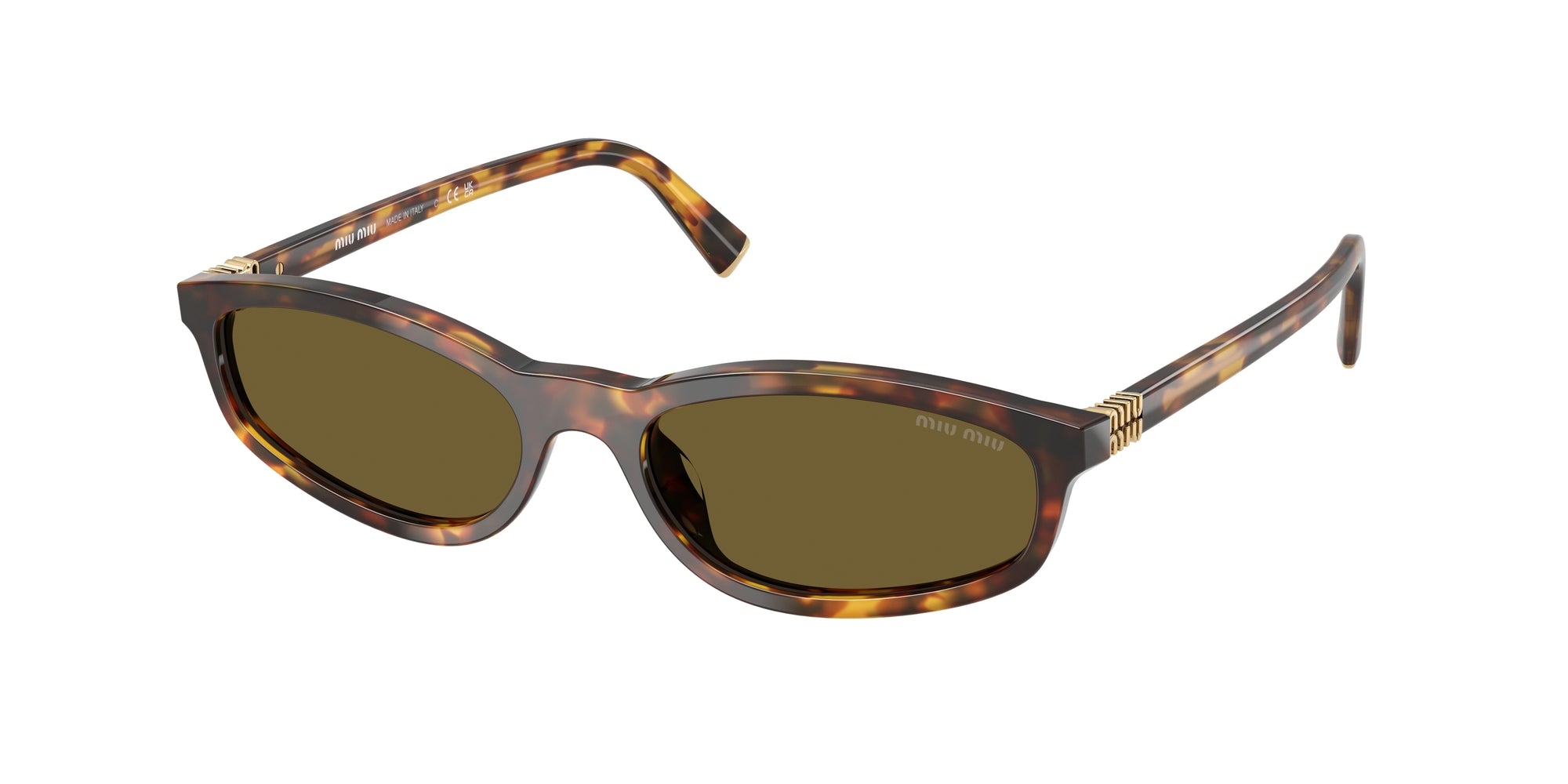 Miu Miu Donna Mu A06S  14L09Z Occhiali Da Sole Acetato Tartaruga Marrone Geometrica Normale
