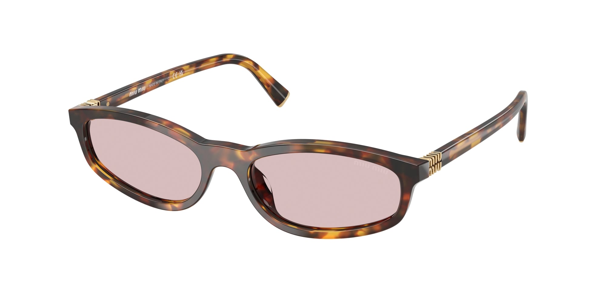 Miu Miu Donna Mu A06S  14L4I0 Occhiali Da Sole Acetato Tartaruga Rosa Geometrica Normale