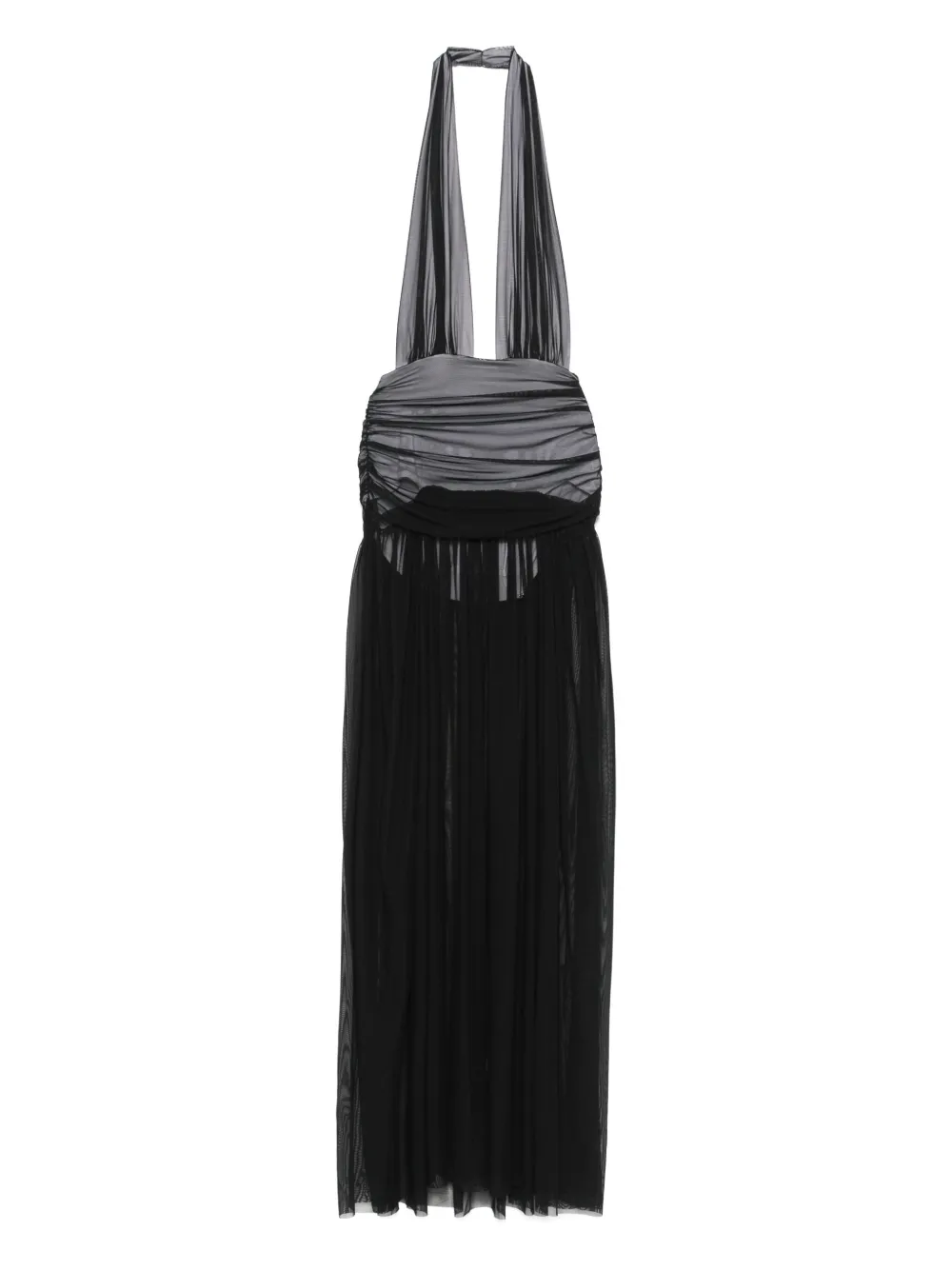 Norma Kamali halterneck shirred maxi dress - Nero