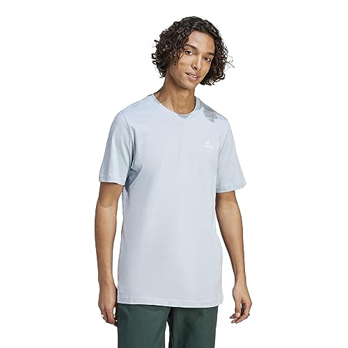 Adidas Uomo Essentials Single Jersey Embroidered Small Logo Tee, Wonder Blue, S