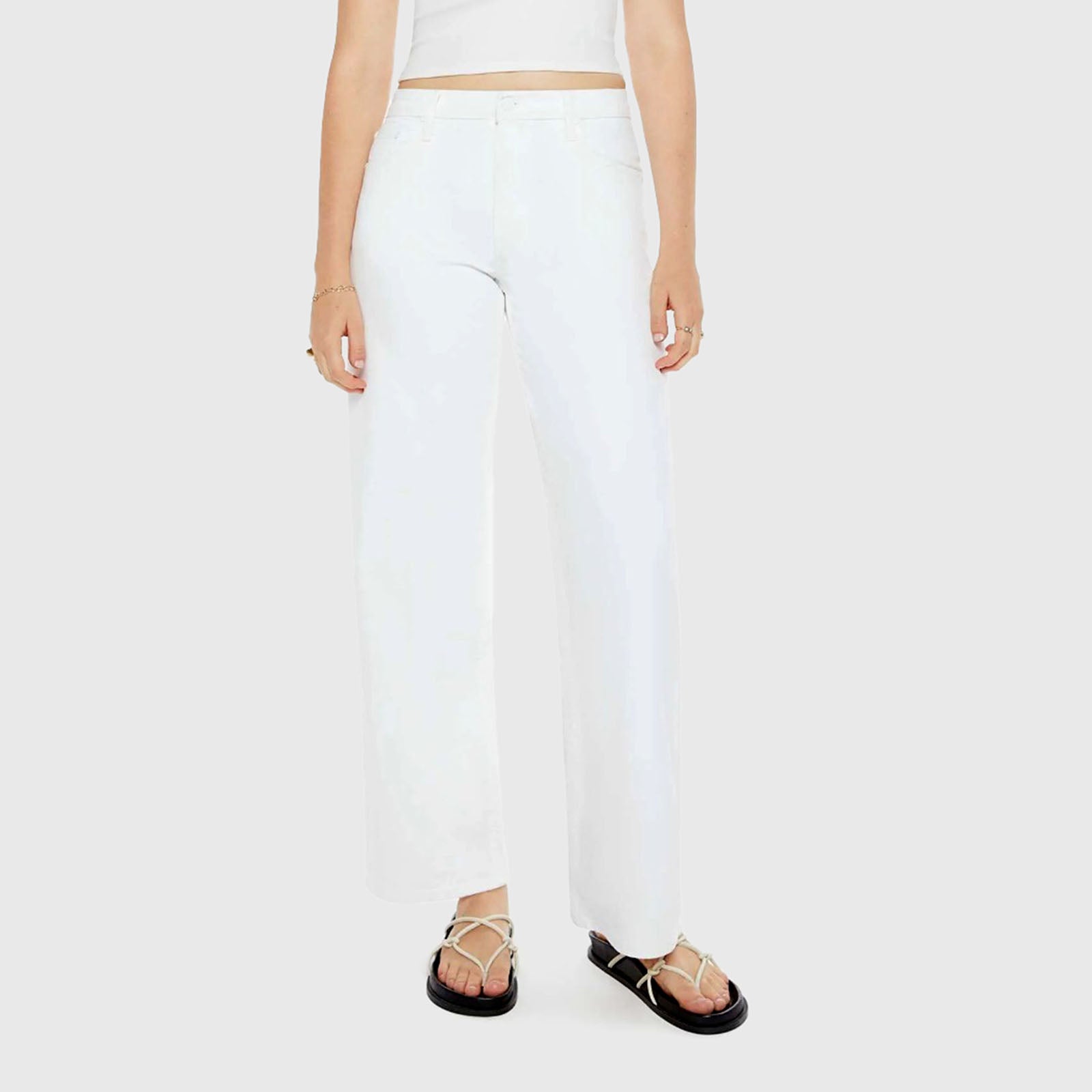 Mother Jeans The Spinner Zip Sneak Bianco Donna