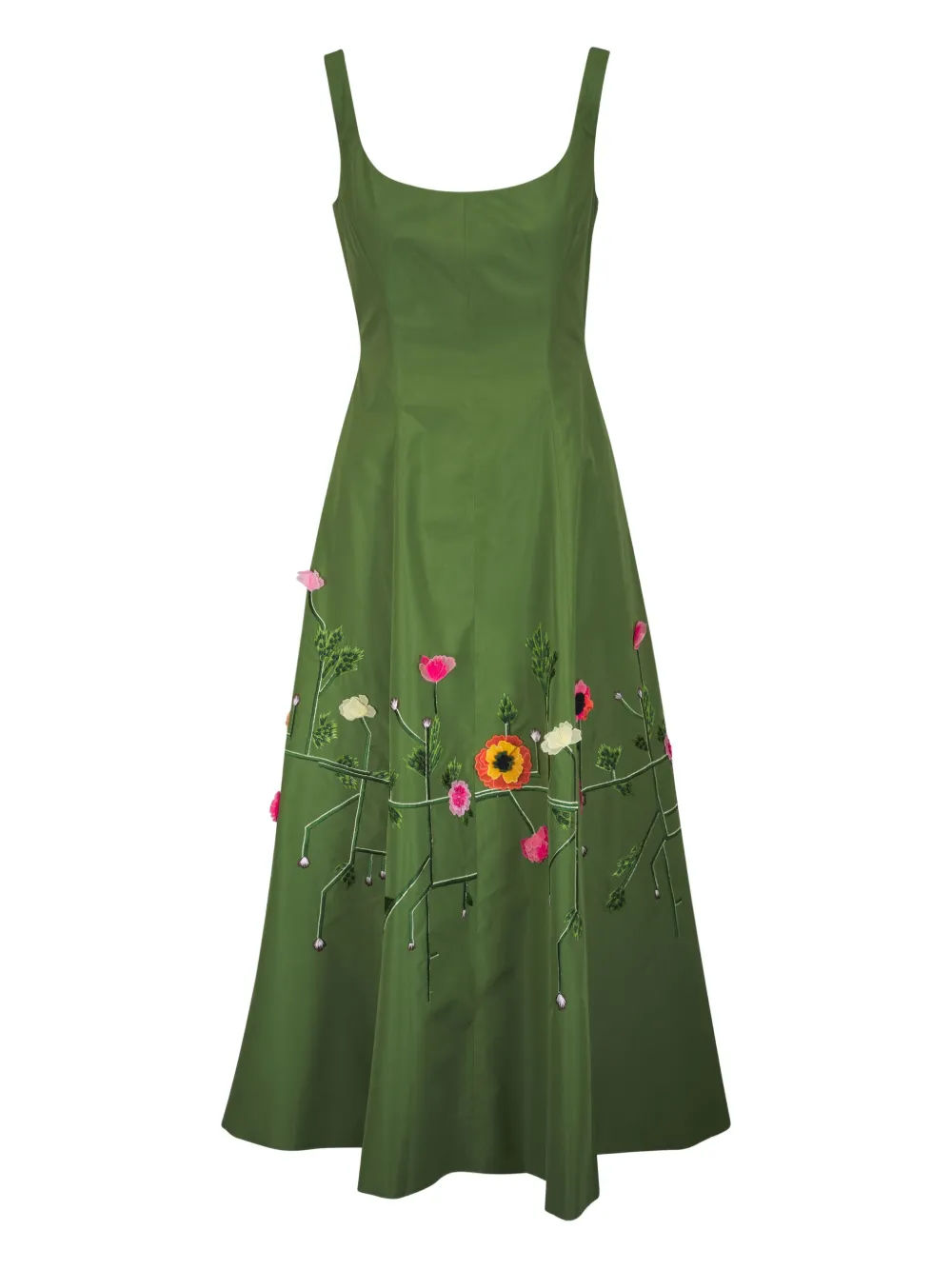 Lela Rose Abito lungo con ricamo a fiori - Verde