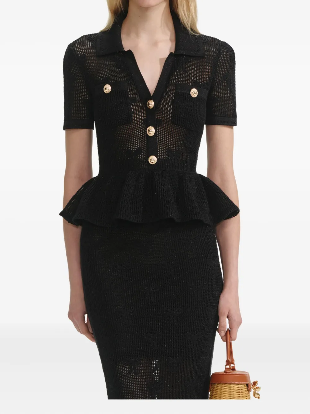 Self-Portrait crochet dress - Nero