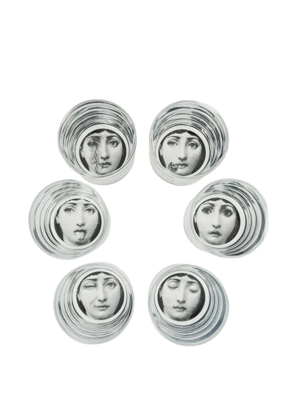 Fornasetti face print tumblers (set of 6) - Bianco
