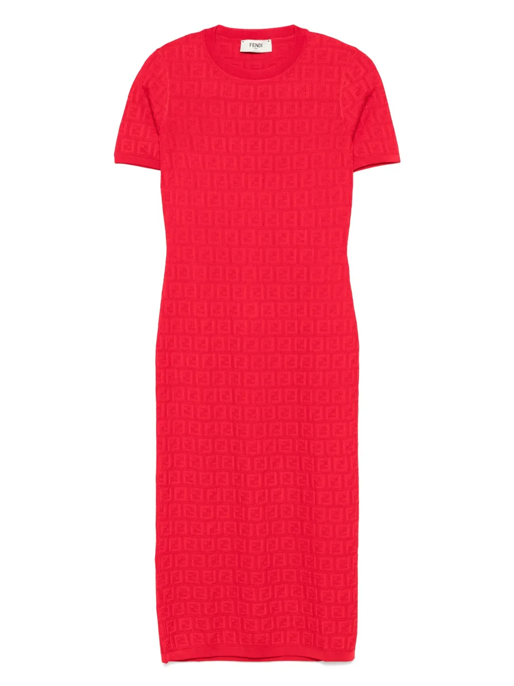 FENDI FF-jacquard dress - Rosso