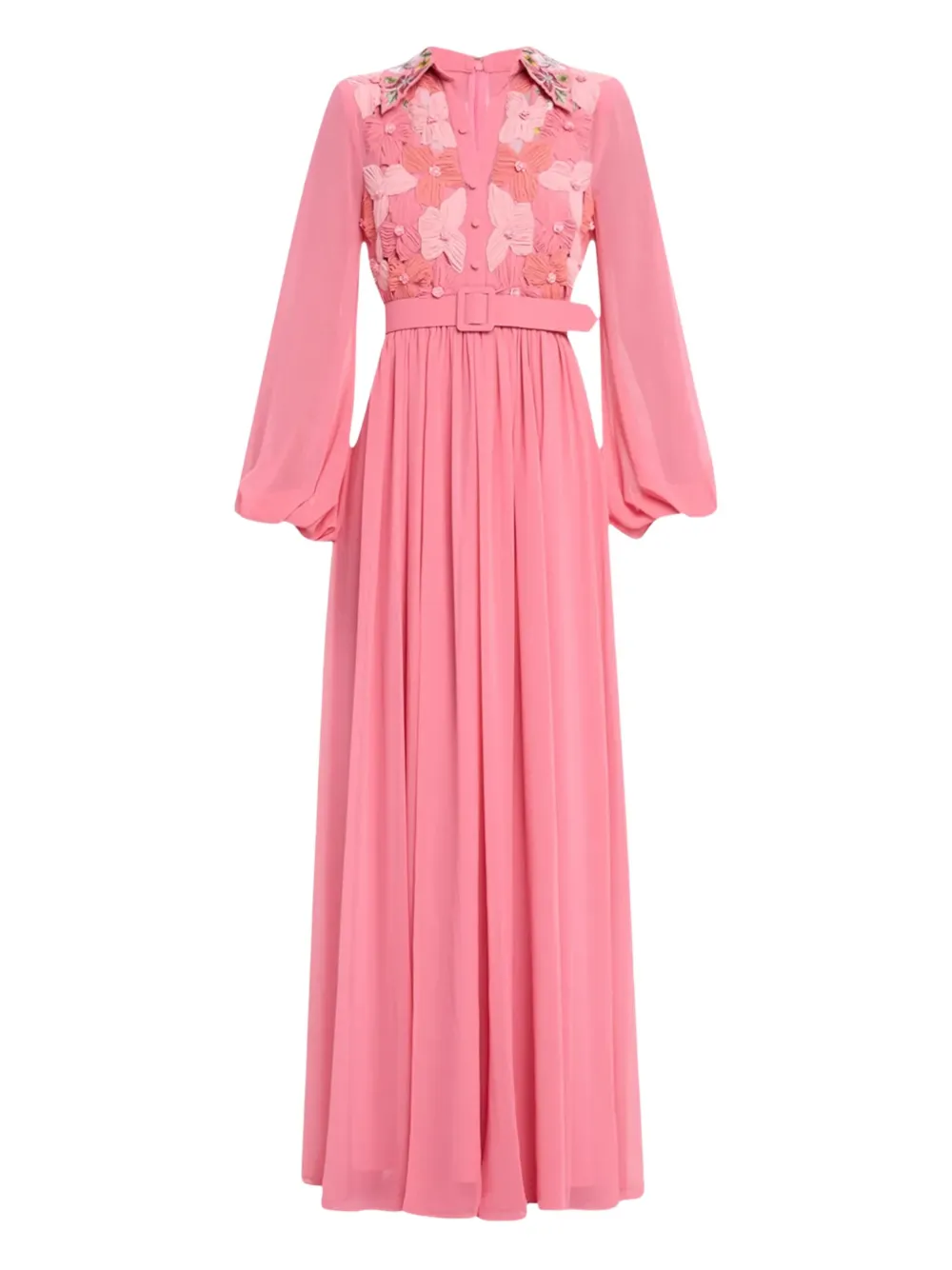 Badgley Mischka floral-embroidered dress - Rosa