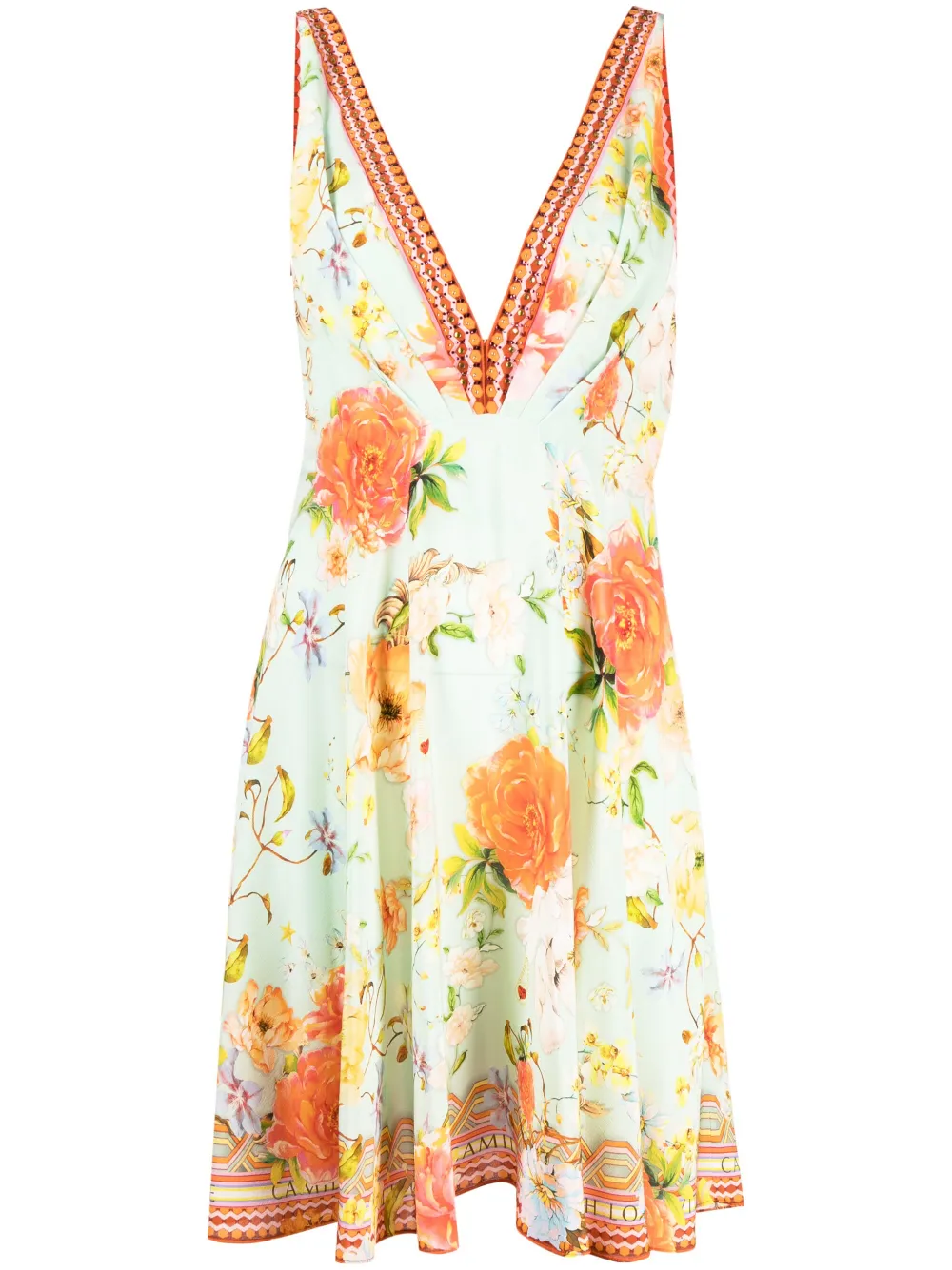 Camilla floral-print V-neck dress - Verde