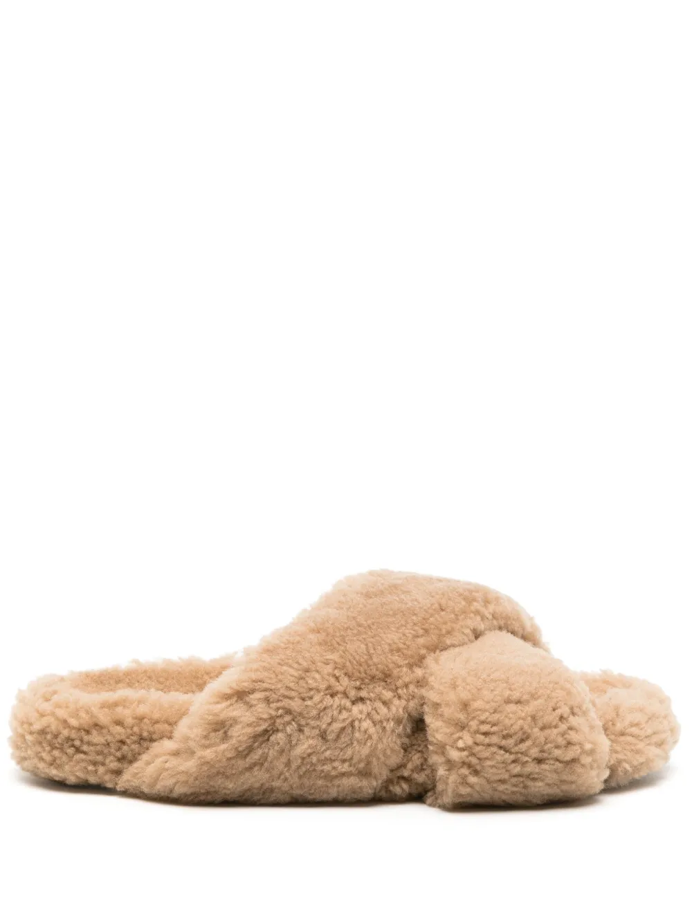Yves Salomon Slippers in shearling con design a incrocio - Toni neutri