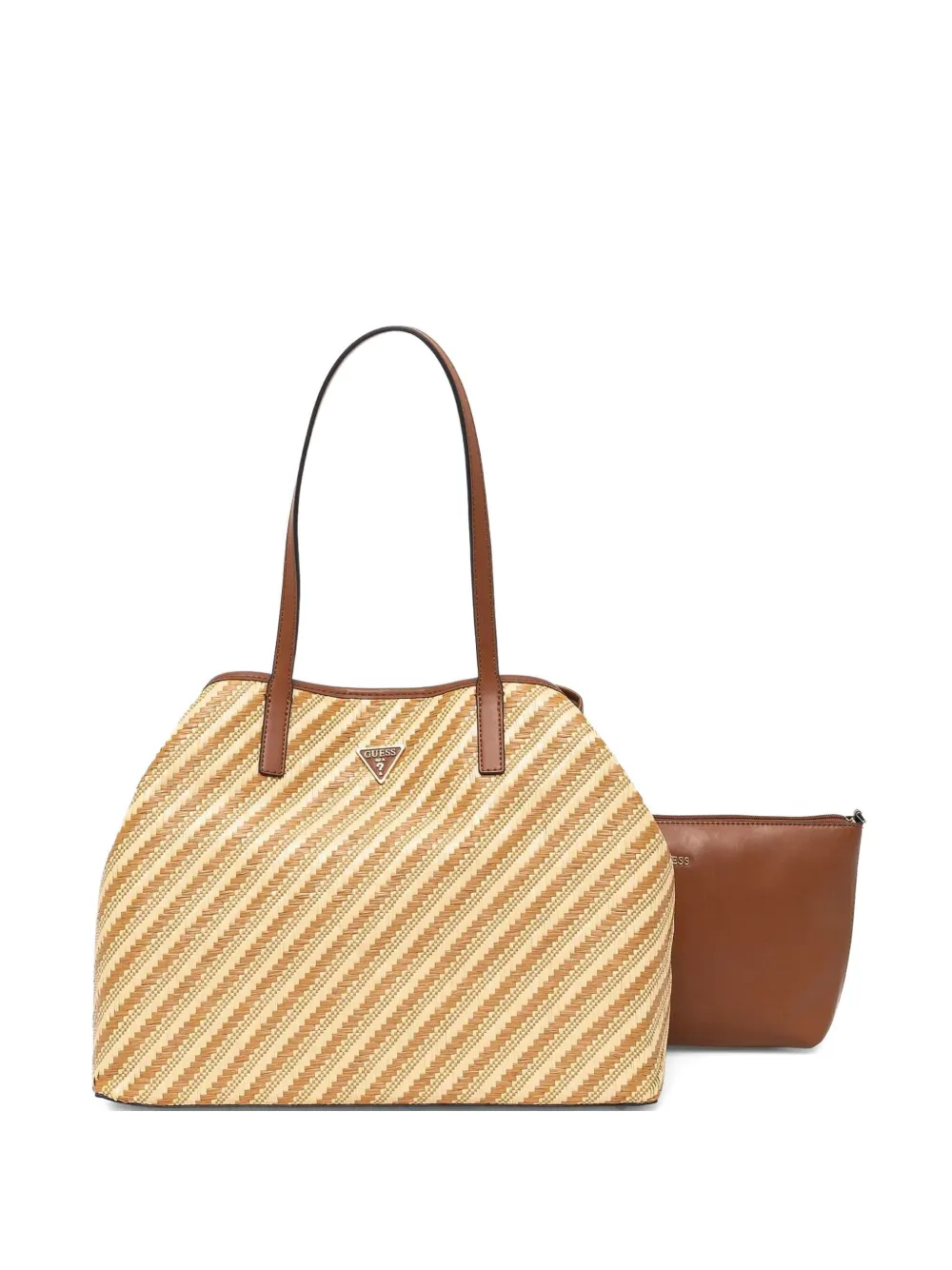 GUESS USA Vikki striped woven tote bag - Toni neutri