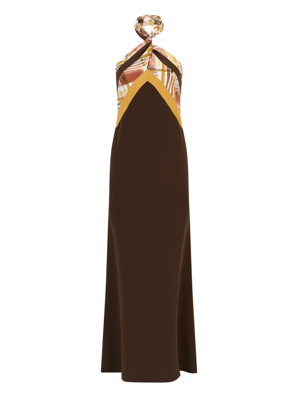 Rosie Assoulin twisted halterneck maxi dress - Marrone