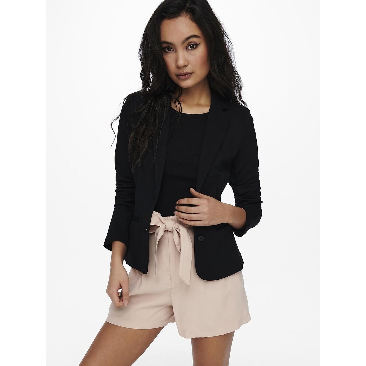 Only Blazer Corto, Taglio Dritto Nero Donna Taglie S