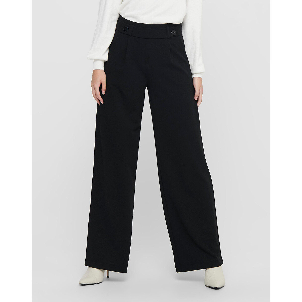 Jdy Pantaloni Larghi, Vita Alta Nero Donna Taglie M / L32