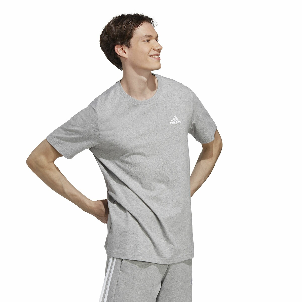 Adidas Sportswear T-shirt In Jersey Con Piccolo Logo Ricamato Grigio Uomo Taglie S