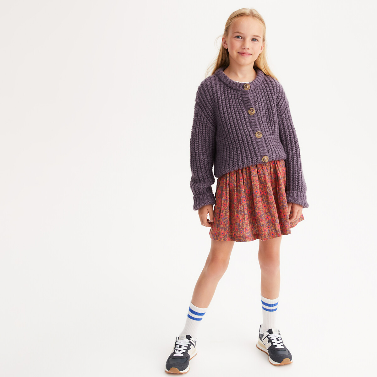 La Redoute Collections Jupe Courte Avec Smocks, Imprimé Fleurs Marrone Bambina Taglie 10 anni - 138 cm