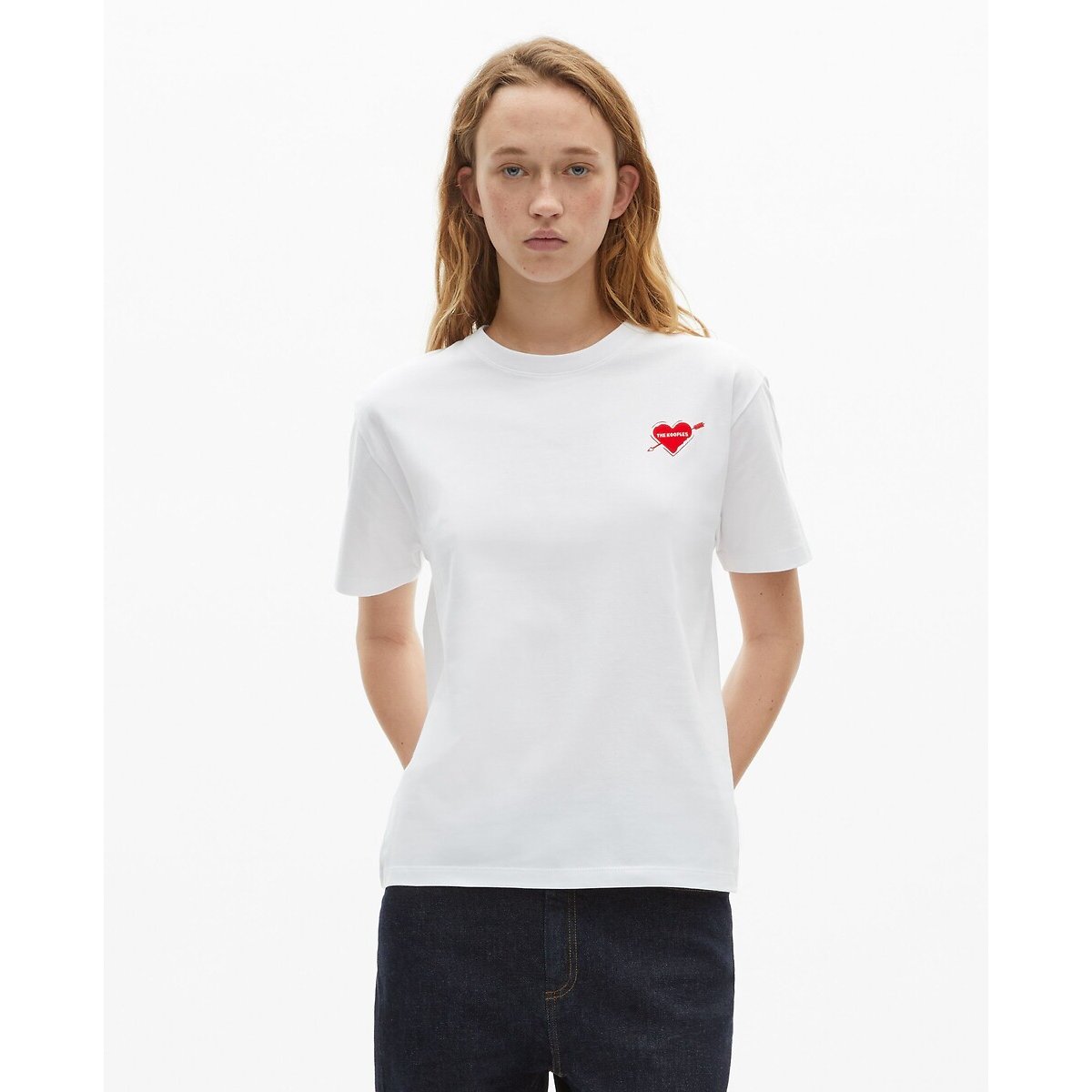 The Kooples T-shirt Girocollo, Maniche Corte, Motivo A Cuore Bianco Donna Taglie 1(S)