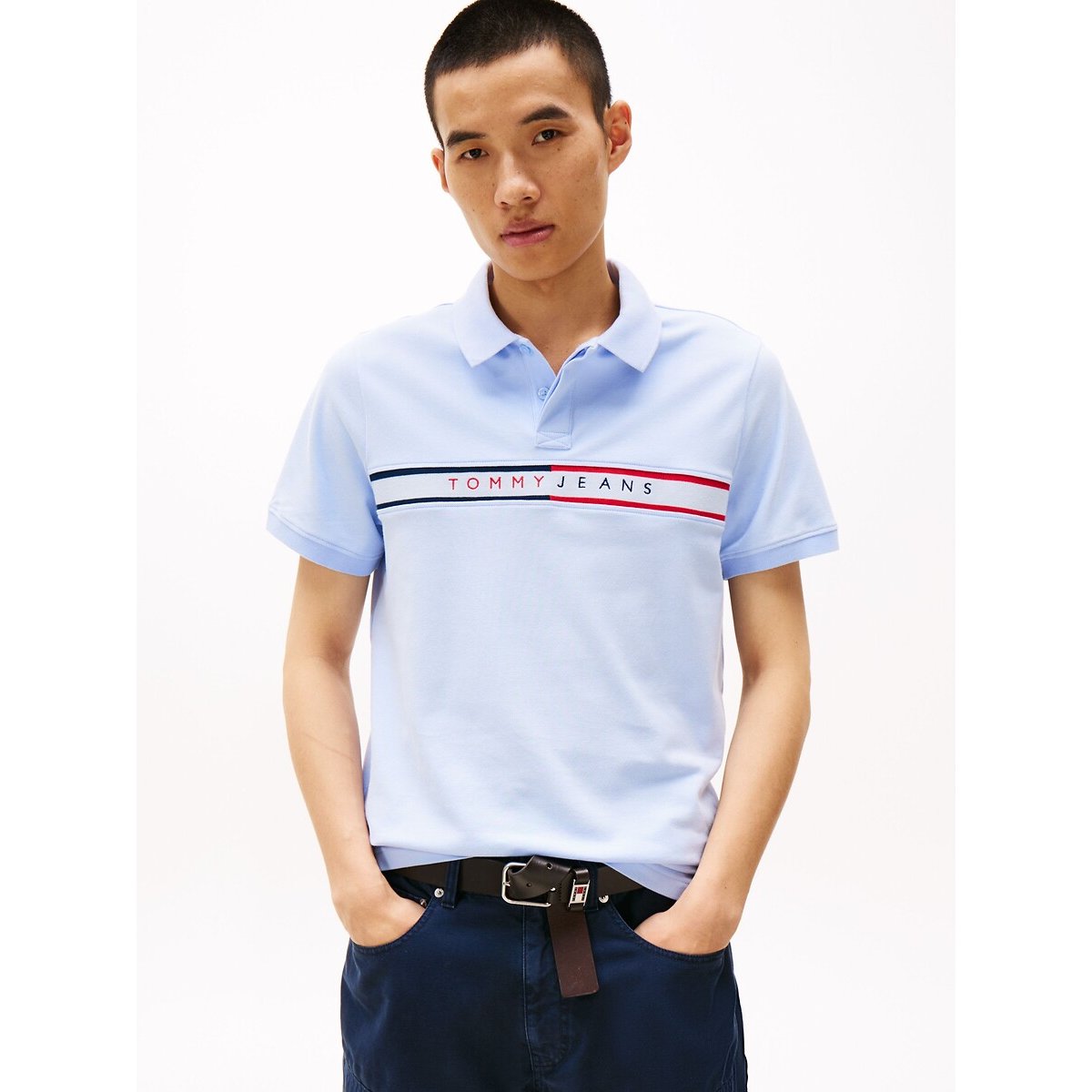 Tommy Jeans Polo Slim Con Strisce Colorate Blu Uomo Taglie XL