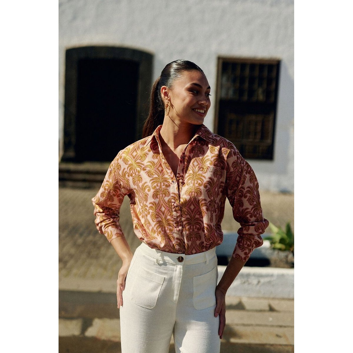 La Petite Etoile Camicetta Stampata A Maniche Lunghe, Chanti Multicolore Donna Taglie 3(L)